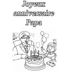 Dibujo de Papá soplando velas con su hijo para colorear Dibujo de Papá soplando velas con su hijo para colorear