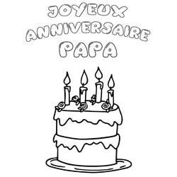 Dibujo de Pastel de cumpleaños con velas para Papá para colorear Dibujo de Pastel de cumpleaños con velas para Papá para colorear