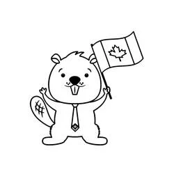 Dibujo de Le Castor sosteniendo una bandera de Canadá para colorear Dibujo de Le Castor sosteniendo una bandera de Canadá para colorear
