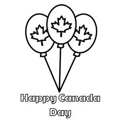 Dibujo de Tres globos con hojas de arce para el Día de Canadá para colorear Dibujo de Tres globos con hojas de arce para el Día de Canadá para colorear