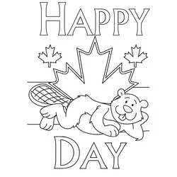 Dibujo de Castor tumbado con letras HAPPY y DAY para colorear Dibujo de Castor tumbado con letras HAPPY y DAY para colorear
