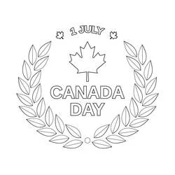 Dibujo de Hoja de arce y corona de laurel del Día de Canadá para colorear Dibujo de Hoja de arce y corona de laurel del Día de Canadá para colorear