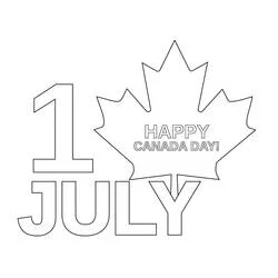 Dibujo de Hoja de arce con mensaje Feliz Día de Canadá para colorear Dibujo de Hoja de arce con mensaje Feliz Día de Canadá para colorear