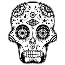 Dibujo de Calavera de azúcar con patrones simétricos para colorear