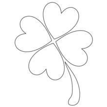 Dibujo de Trébol de cuatro hojas con forma de corazones para colorear