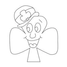Dibujo de Trébol sonriente con sombrero para colorear