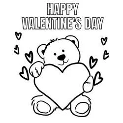 Dibujo de Oso de peluche sosteniendo un corazón para el Día de San Valentín para colorear