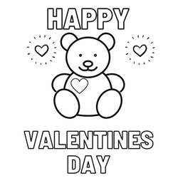 Dibujo de Oso adorable con corazones para el Día de San Valentín para colorear