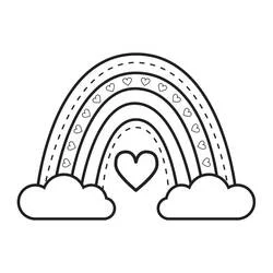 Dibujo de Arcoíris del Día de San Valentín con corazones para colorear