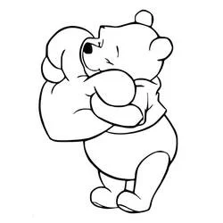 Dibujo de Winnie the Pooh con un corazón para colorear