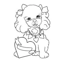 Dibujo de Caniche con corazón para colorear