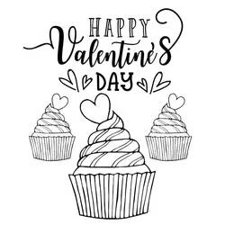 Dibujo de Cupcakes del Día de San Valentín para colorear