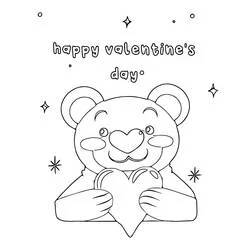 Dibujo de Oso de peluche sosteniendo un corazón para San Valentín para colorear