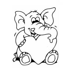 Dibujo de Elefante del Día de San Valentín sosteniendo un corazón para colorear