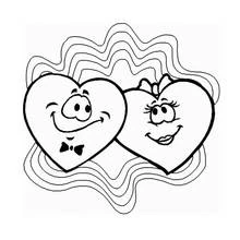 Dibujo de Corazones enamorados sonrientes para colorear