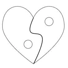 Dibujo de Corazón en forma de símbolo yin y yang para colorear