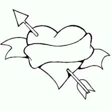 Dibujo de Flecha que atraviesa corazón con lazo ondulado para colorear