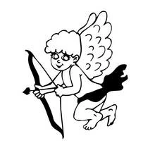 Dibujo de Cupido apuntando con su arco y flecha para colorear