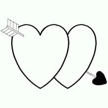 Dibujo de Dos corazones atravesados por una flecha para colorear