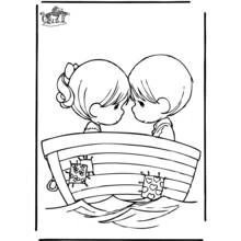 Dibujo de Pareja sentada juntos en una barca para colorear