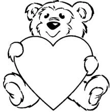 Dibujo de Oso de peluche sosteniendo un gran corazón para colorear