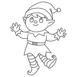 Dibujo de Elfo de Navidad bailando alegremente para colorear
