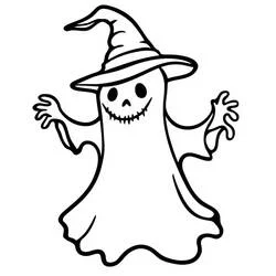 Dibujo de Fantasma con dientes dentados y borde ondulado para colorear