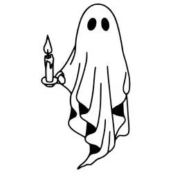 Dibujo de Fantasma de Halloween sosteniendo una vela para colorear