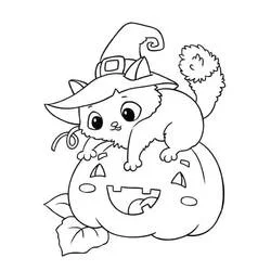 Gato de Halloween - Dibujos para colorear gratis