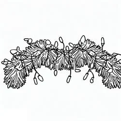 Dibujo de Guirnalda de pino con bombillas colgantes para colorear