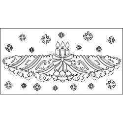 Dibujo de Guirnalda de Navidad con velas y campanas para colorear