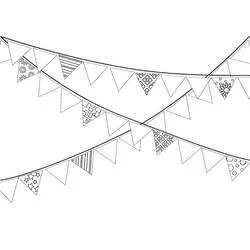 Dibujo de Guirnalda de Navidad con banderines triangulares para colorear