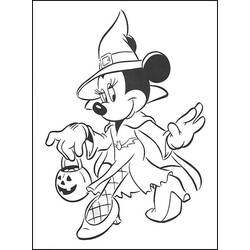 Dibujo de Minnie Mouse disfrazada de bruja para Halloween para colorear