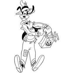 Dibujo de Goofy disfrazado de espantapájaros para Halloween para colorear