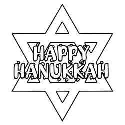 Dibujo de Estrella de David con la inscripción Happy Hanukkah para colorear