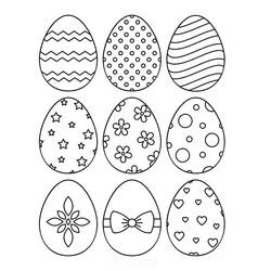 Dibujo de Nueve huevos de Pascua con diferentes diseños para colorear Dibujo de Nueve huevos de Pascua con diferentes diseños para colorear