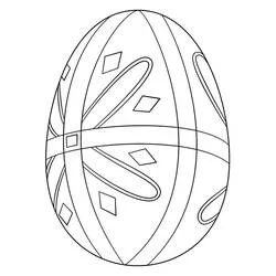 Dibujo de Huevo de Pascua decorado con cintas y rombos para colorear Dibujo de Huevo de Pascua decorado con cintas y rombos para colorear