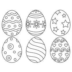 Dibujo de Huevo de Pascua, seis huevos con motivos variados para colorear Dibujo de Huevo de Pascua, seis huevos con motivos variados para colorear