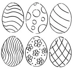 Dibujo de Seis huevos de Pascua con diferentes patrones para colorear Dibujo de Seis huevos de Pascua con diferentes patrones para colorear