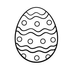 Dibujo de Huevo de Pascua con rayas onduladas y puntos para colorear Dibujo de Huevo de Pascua con rayas onduladas y puntos para colorear