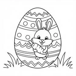 Dibujo de Huevo de Pascua con conejito y zanahoria para colorear Dibujo de Huevo de Pascua con conejito y zanahoria para colorear
