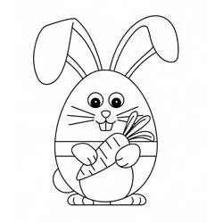 Dibujo de Huevo de Pascua con forma de conejo sosteniendo una zanahoria para colorear Dibujo de Huevo de Pascua con forma de conejo sosteniendo una zanahoria para colorear