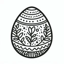 Dibujo de Huevo de Pascua con ramas, puntos y zigzag para colorear Dibujo de Huevo de Pascua con ramas, puntos y zigzag para colorear