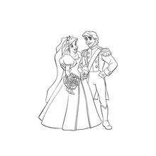 Dibujo de Ariel se casa con el príncipe Eric para colorear