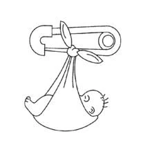 Dibujo de Bebé envuelto en tela colgado de un imperdible para colorear