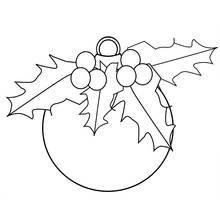 Dibujo de Bola de Navidad con hojas de acebo para colorear