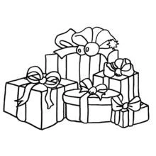 Dibujo de Montón de regalos de Navidad con lazos para colorear
