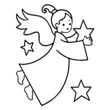 Dibujo de Ángel de Navidad sosteniendo una estrella para colorear