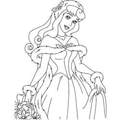 Dibujo de Aurora vestida para una escena invernal para colorear