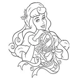 Dibujo de Cenicienta sosteniendo una corona navideña para colorear